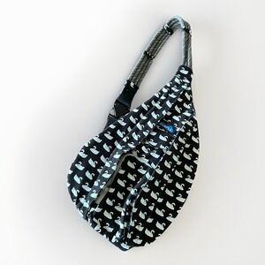 Kavu Unisex Rope Sling Crossbody Bag Black & White Swan Goose Bird Print - EUC!